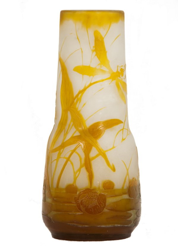 GALLE CAMEO GLASS DRAGONFLY VASE (1 of 8)