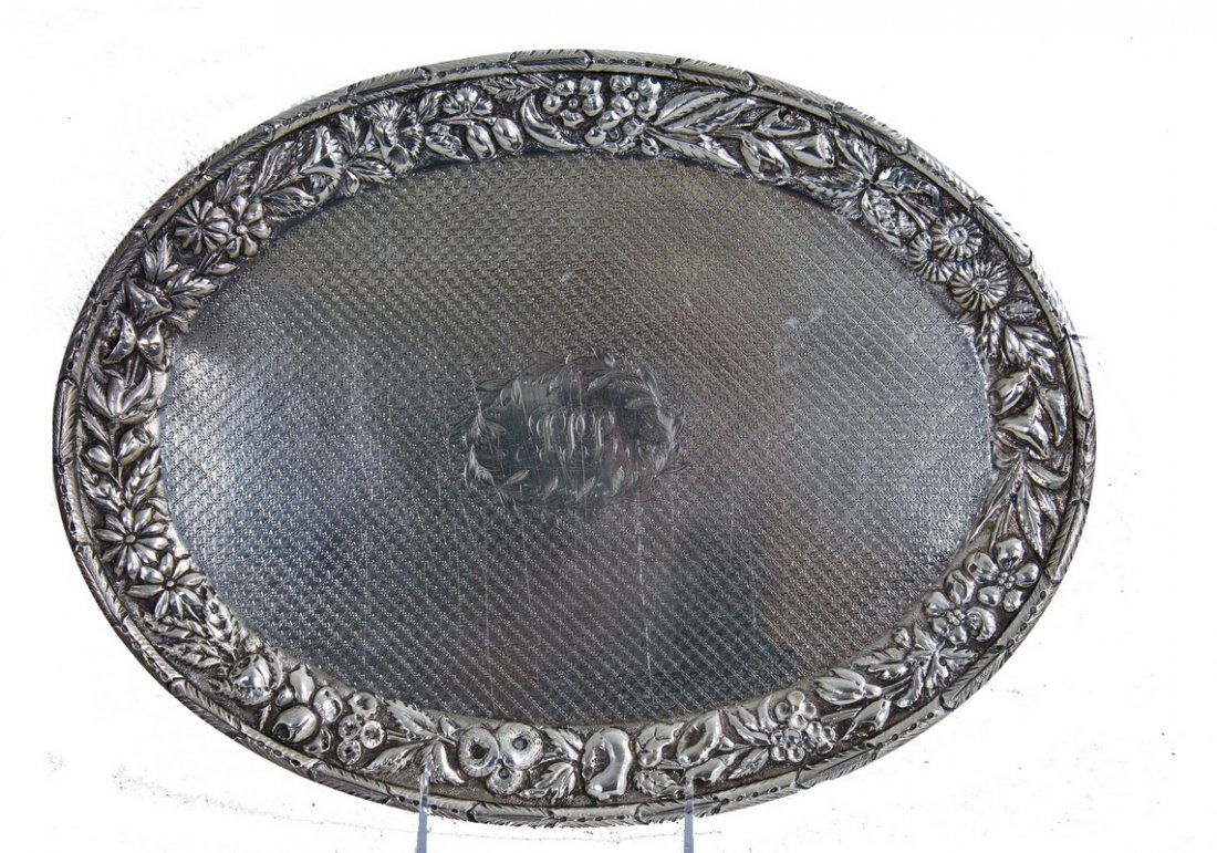 KIRK & SON STERLING REPOUSSE OVAL PLATTER (1 of 3)