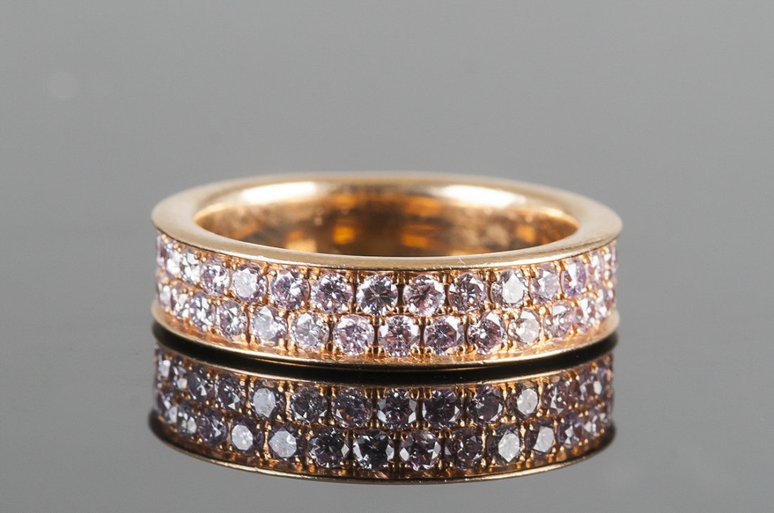 18 KARAT ROSE GOLD & PINK-COLORED DIAMOND BAND (1 of 3)