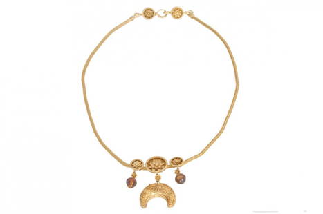 ILIAS LALAOUNIS: 18 KARAT GOLD NECKLACE: stamped "Lalaounis" 43 grams 18 inches long