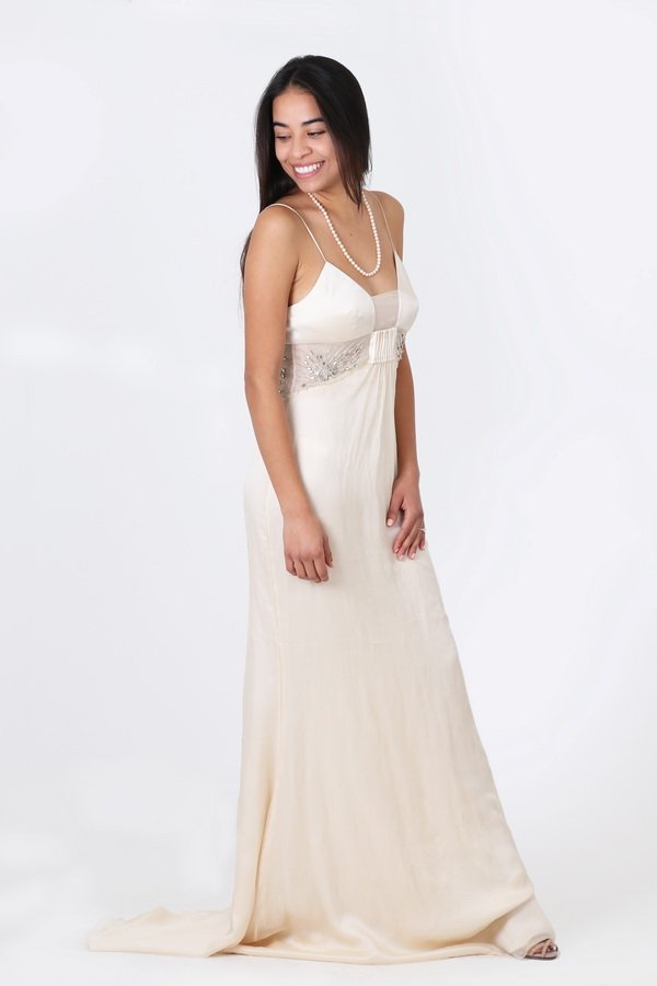 VERSACE CREAM COLORED EVENING GOWN WITH BEADS (1 of 6)