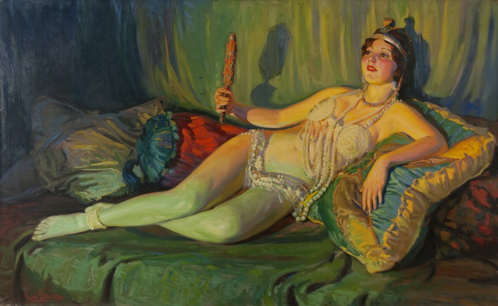 CHRISTIAN VON SCHNEIDAU: "RECLINING WOMAN": oil on canvas signed lower left 44 x 72 inches