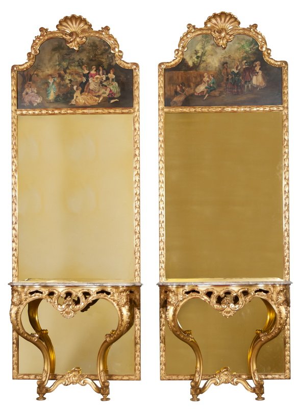 PR. ITALIAN GILTWOOD & GESSO TRUMEAU MIRRORS/CONSOLES (1 of 10)