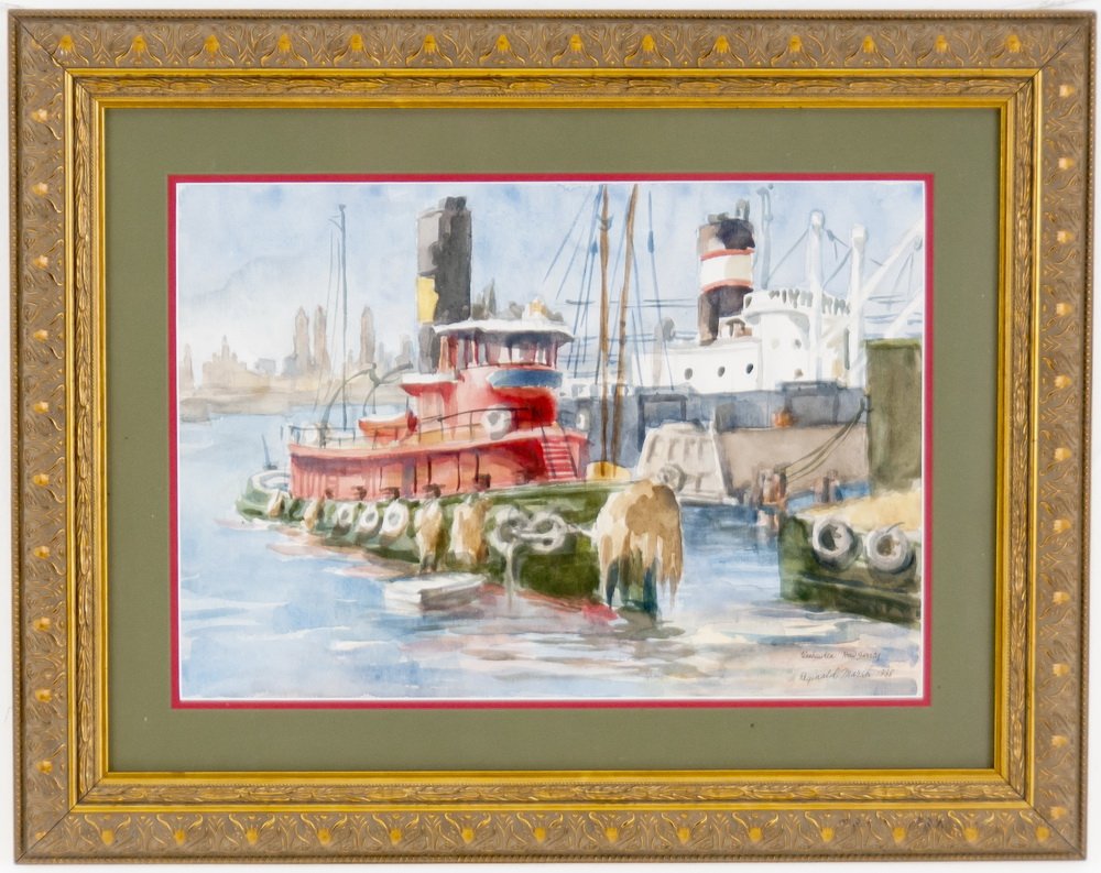 REGINALD MARSH: "RED TUG-- WEEHAWKEN, NEW JERSEY" (1 of 7)
