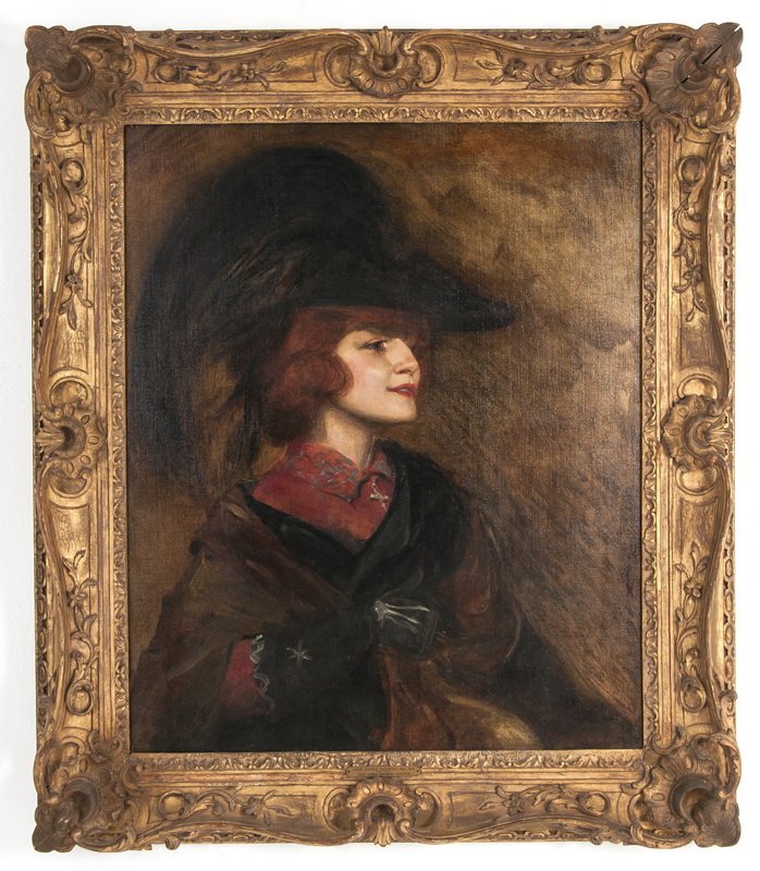 AFTER SARGENT: "PORTRAIT OF MRS. CORA BROWN POTTER": oil on canvas, relined with label verso from Sotheby's, Los Angeles and inventory number Provenance: The Estate of David Copley, La Jolla 25 x 30 inches