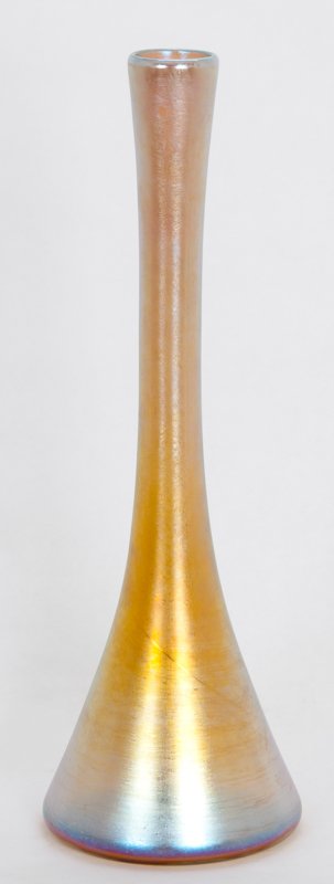 TIFFANY STUDIOS FAVRILE GLASS VASE: with a long tapered neck 16 1/4 inches high