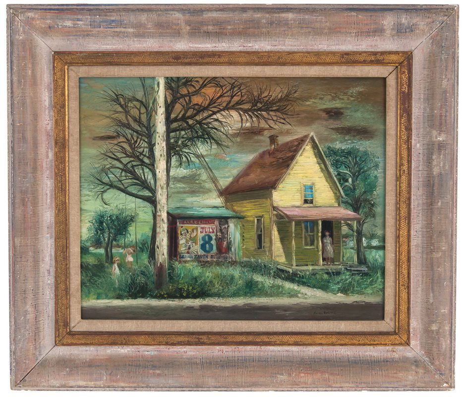 AARON BOHROD: "HOUSE IN ILLINOIS": oil on artist board signed lower right and titled on original frame verso Provenance: Frank J. Oehlschlaeger Gallery, Chicago 16 x 20 inches