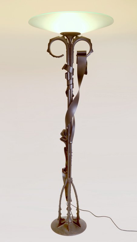 ALBERT PALEY: MILLENIUM FLOOR LAMP: circa 1999 formed and fabricated steel impressed: 8-63-16 75 inches high