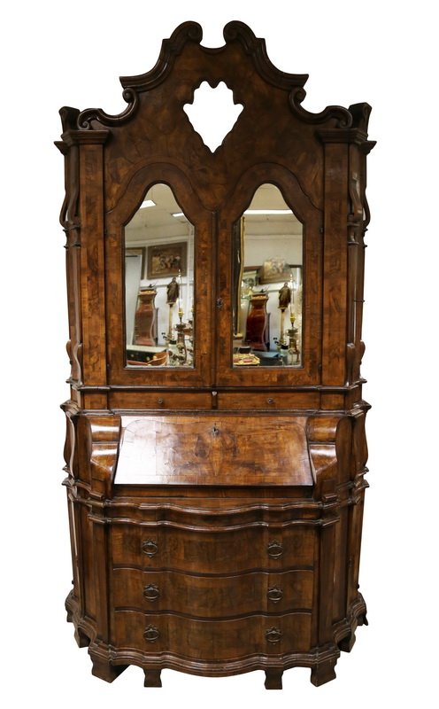 ITALIAN BAROQUE WALNUT SECRETARY CABINET (1 of 1)