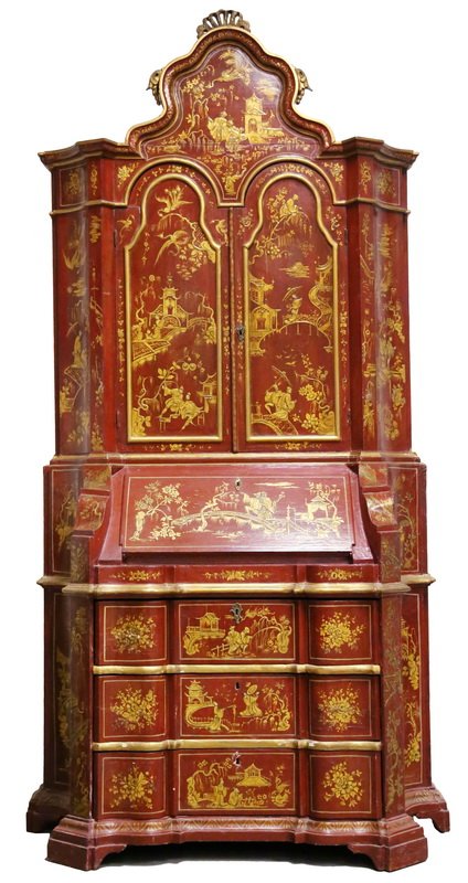 VENETIAN BAROQUE STYLE CHINOISERIE PAINTED SECRETAIRE (1 of 10)