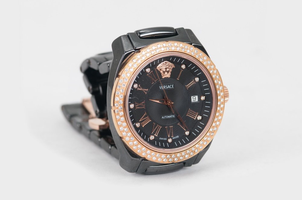 VERSACE CERAMIC & ROSE GOLD-TONED AUTOMATIC WATCH (1 of 8)