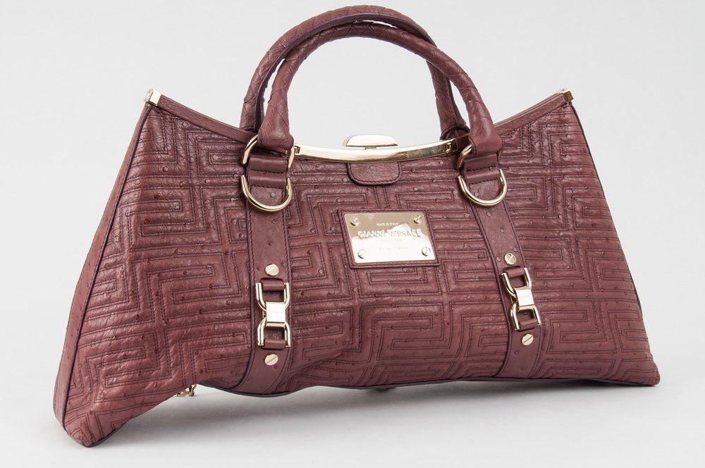 VERSACE PURPLE OSTRICH HANDBAG (1 of 10)