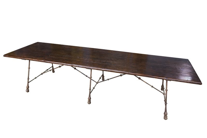 RENAISSAINCE STYLE WROUGHT IRON TRESTLE TABLE (1 of 8)