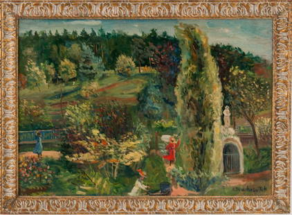 CONSTANTIN TERECHKOVITCH: "JARDIN DE MR.CORNIAU A: oil on canvas signed lower right signed and titled on stretcher Provenance: The Louis & Annette Kaufman Trust 25 1/2 x 36 inches