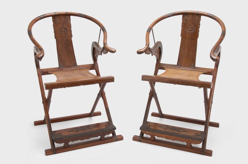 PAIR OF CHINESE FOLDING 'HORSESHOE' ARMCHAIRS (1 of 10)