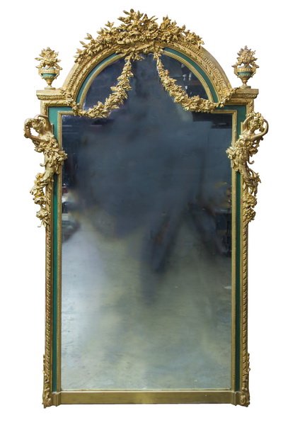 FRENCH NEOCLASSIC PAINTED & PARCEL GILT MIRROR (1 of 8)