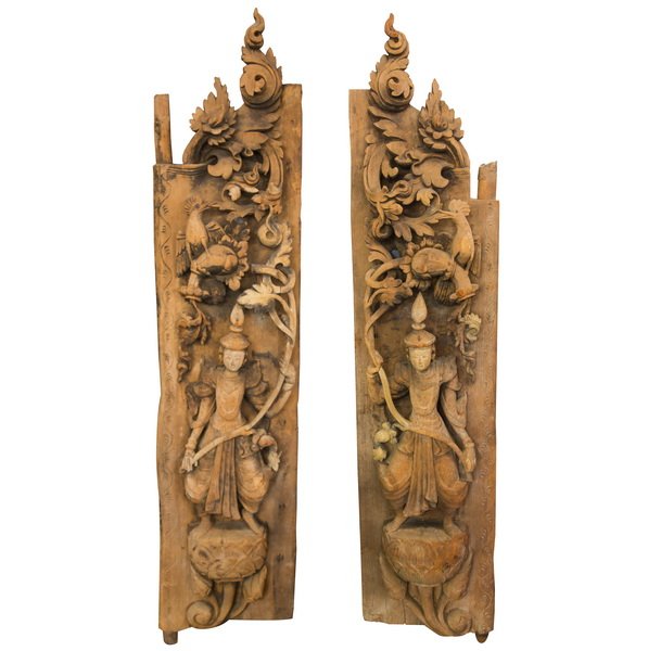 PAIR OF BURMESE SHRINE SIDE PANELS (1 of 7)