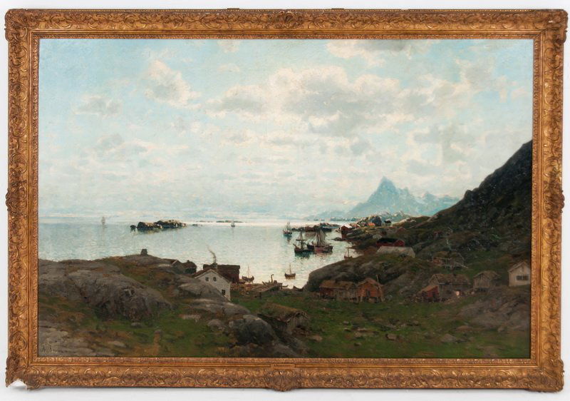 ADELSTEEN NORMANN: "A BAY SCENE IN NORWAY" (1 of 10)