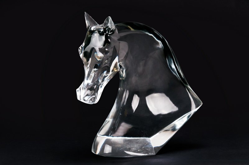 LALIQUE MOLDED GLASS HORSE HEAD (1 of 6)