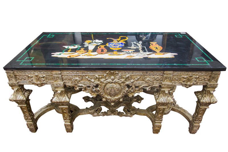 FRENCH RENAISSANCE STYLE SILVER GILT SALON TABLE (1 of 9)