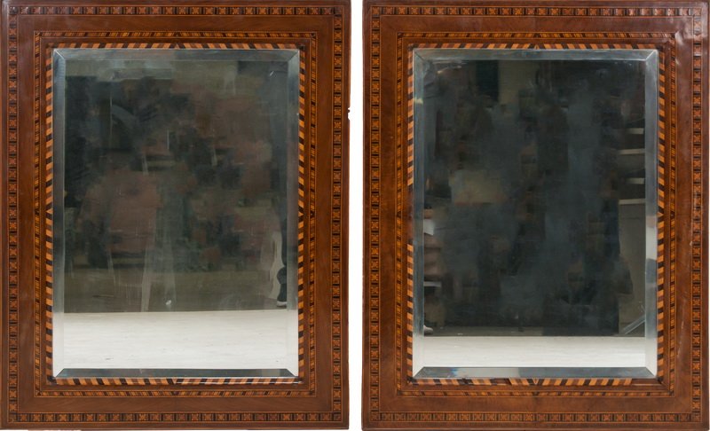 PAIR OF ITALIAN INLAID WALNUT MIRRORS (1 of 7)