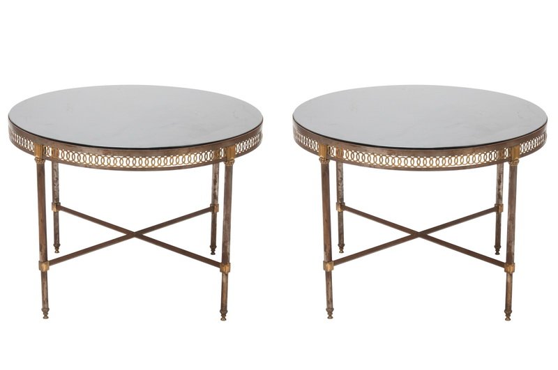 PAIR OF NEOCLASSIC STYLE BRASS & GRANITE GUERIDONS (1 of 6)