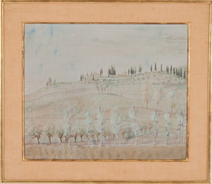 LEONID BERMAN: "TUSCAN COUNTRYSIDE: ROWS OF VARIOUS: oil on canvas initialed lower right Provenance: Richard K. Larcader Gallery, New York The Estate of Gore Vidal 17 1/2 x 21 inches