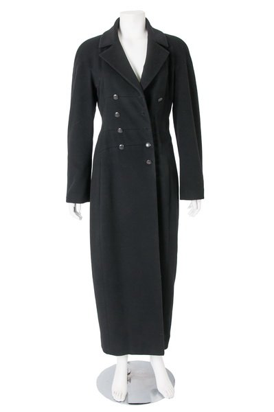 CHANEL BLACK WOOL LONG COAT (1 of 6)