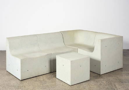 Ross Lovegrove for Gufram: Softcrete Modular Sofa and Side Table polyurethane foam and steel rods, four parts