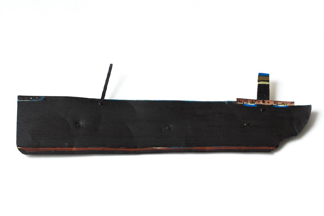 Barry Clarke: Collier oil on shaped tin title inscribed, signed and dated '08 verso 176 x 547mm