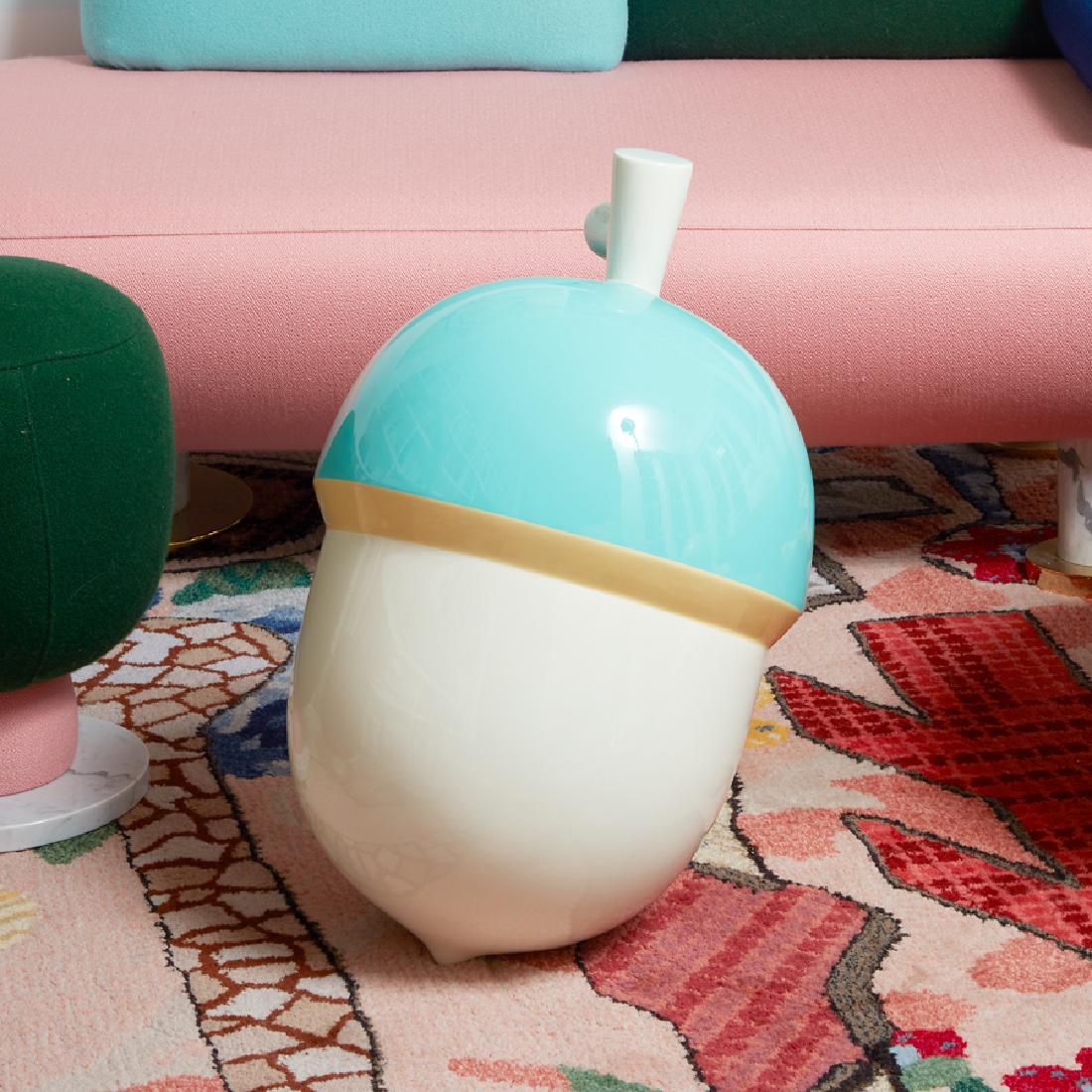 Seung Yul Oh: Dottori fibreglass and two pot automotive paint, steel (2014) 600 x 340 x 340mm Exhibited: 'Seung Yul Oh: memmem', Starkwhite, Auckland, 31 October - 6 December 2014. Provenance: Purchased from Starkw