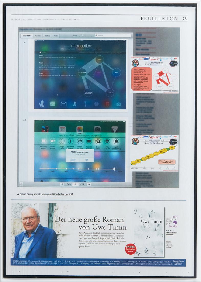 Simon Denny: NSA Slide Redesign Proposal (FAZ) 2013 photographic print from a newspaper scan 410 x 295mm