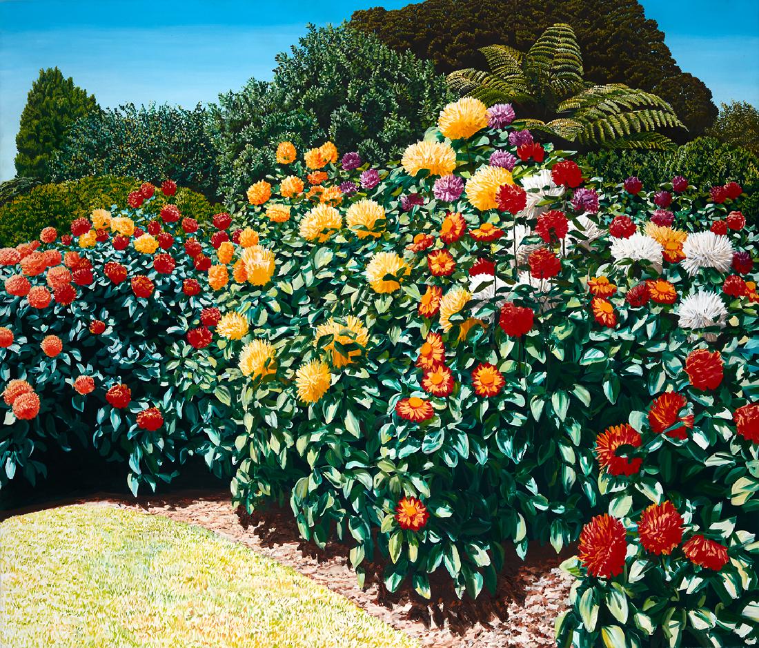 Karl Maughan: Ponga oil on canvas (2002) original Gow Langsford Gallery label affixed verso 1835 x 2135mm Provenance: Private collection, Auckland.