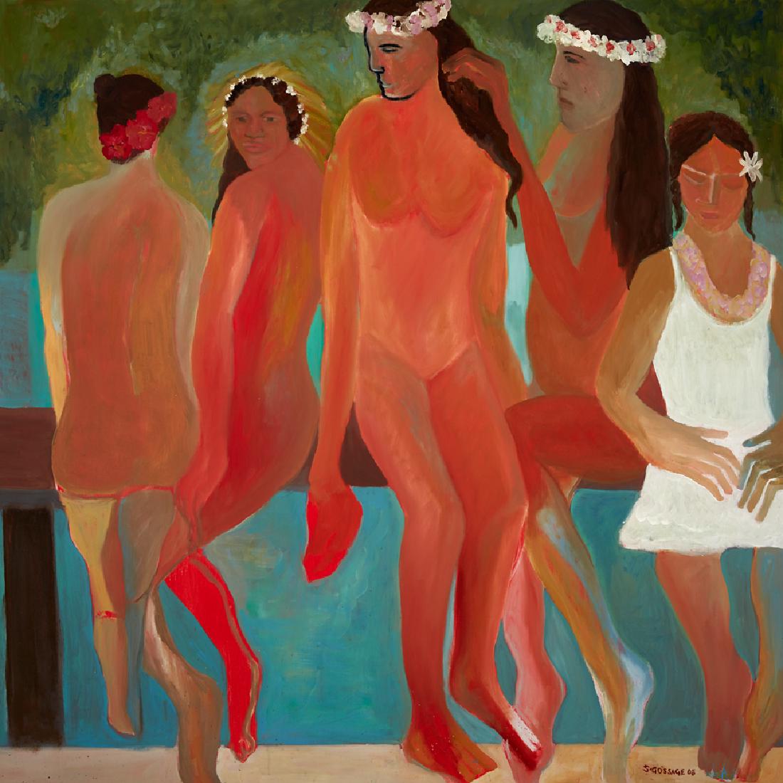 Star Gossage: Untitled oil on board signed and dated '08; title inscribed, signed and dated 'Rarotonga, May 2008' verso 1200 x 1200mm Provenance: Private collection, Auckland.
