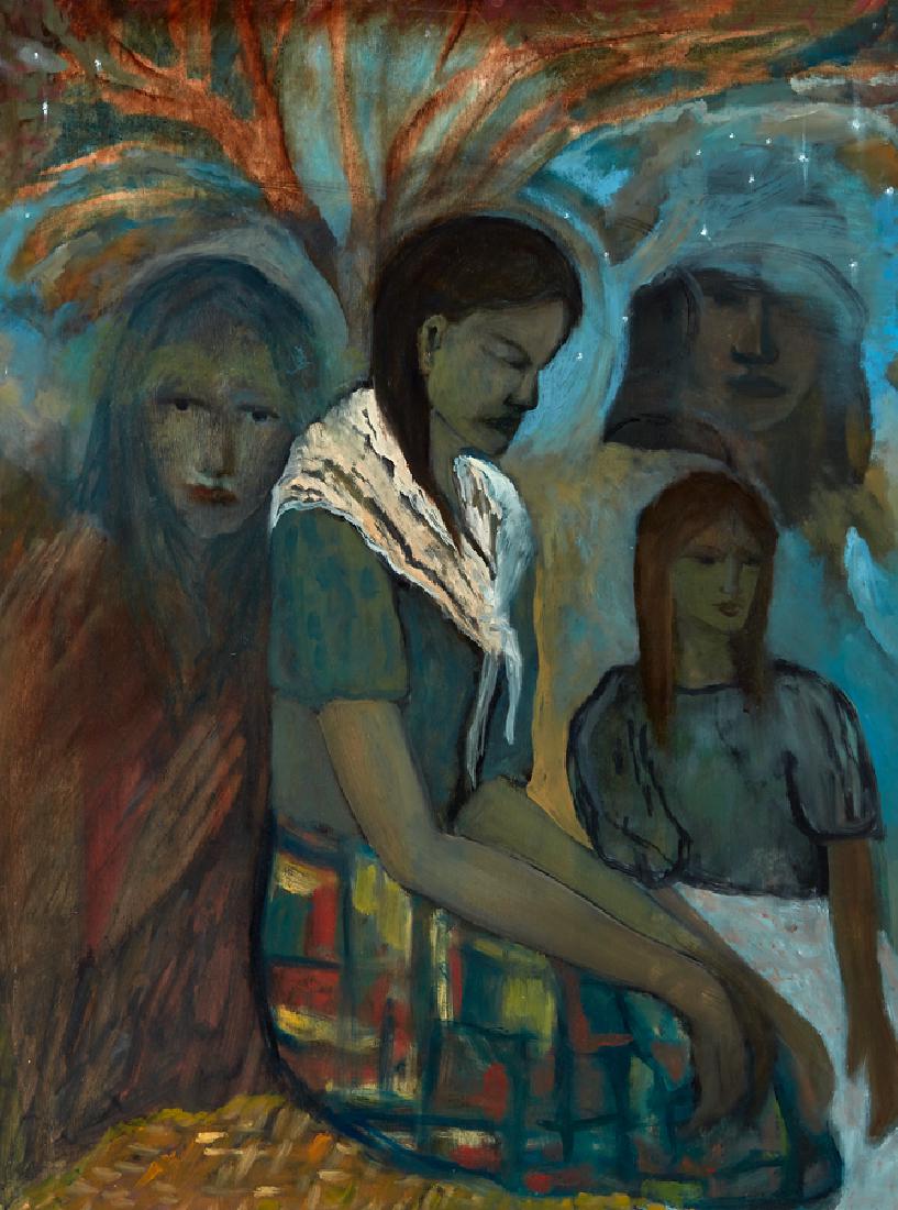 Star Gossage: Strong Women oil on board signed and dated August 2013 and inscribed Pakiri verso 787 x 592mm Provenance: Purchased from Tim Melville Gallery, Auckland in 2013.