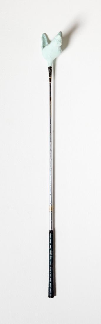 FRANCIS UPRITCHARD: Untitled modelling material, acrylic paint and gold club 1160 x 100x 180mm Provenance: Purchased from Ivan Anthony Gallery, Auckland. Private collection, Wellington.