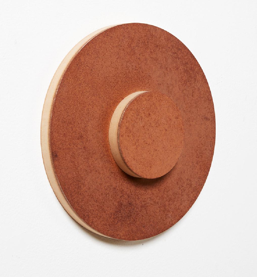 Julian Dashper: Untitled (2005) joined hardwood and MDF panels, edition of 3 diameter 305mm Provenance: Acquired from Kaliman Gallery at the Auckland Art Fair, 2007