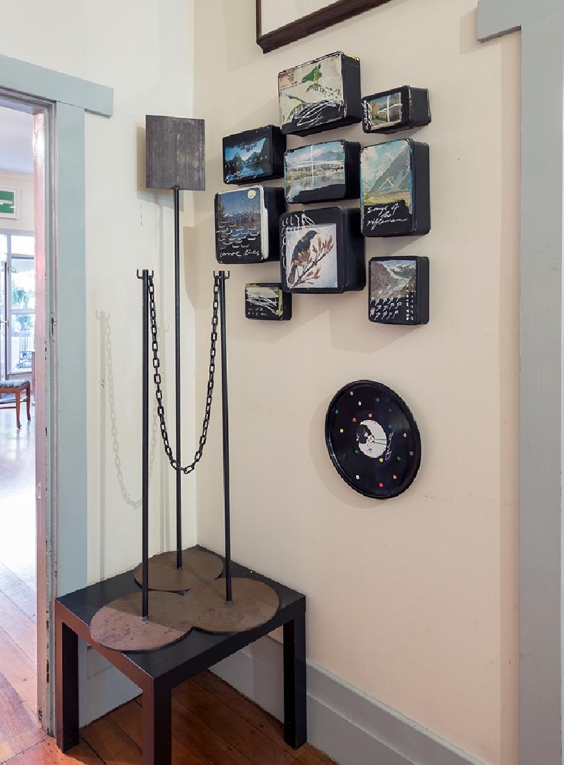 Peter James Smith: Songs of the Rifleman enamel and oilstick on 9 found metal containers title inscribed, signed and dated 2010 dimensions variable Provenance: Collection of the artist