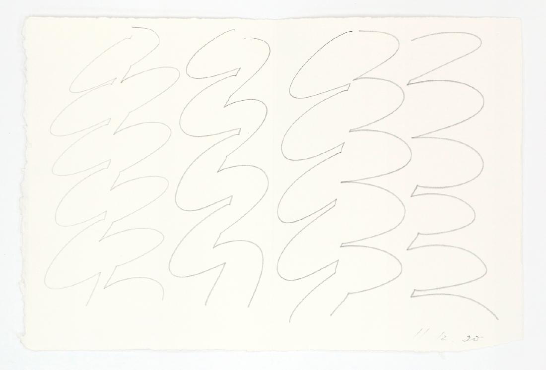 Julian Dashper: Untitled graphite on recycled paper inscribed 11. 12. 20; inscribed verso Best Wishes Les and Get Well Soon - Love to you also Milly and signed 'Julian' 200 x 302mm