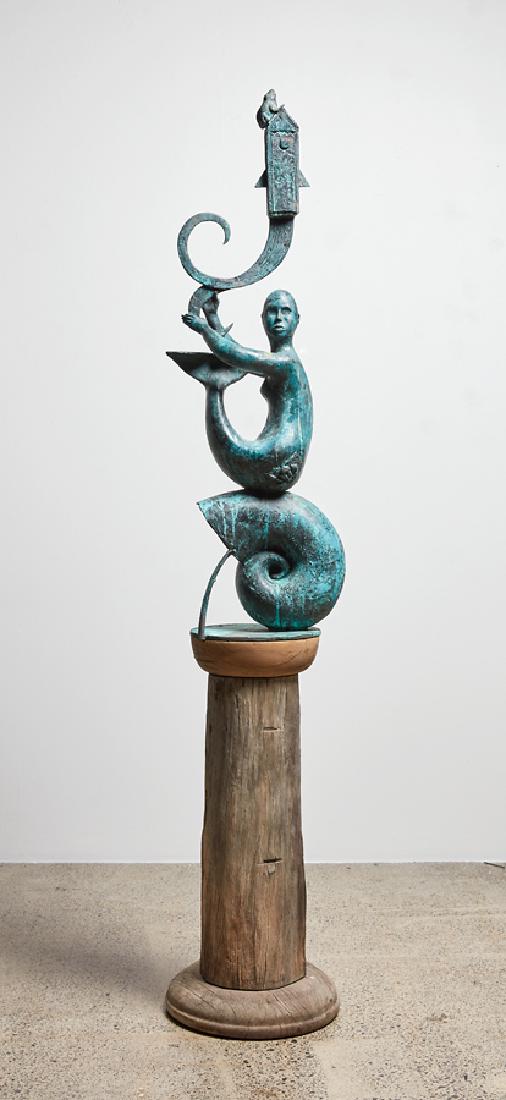 Paul Dibble: Monument to Miranda cast bronze and wooden plinth, unique signed and dated 1991 2140 x 415 x 280mm Exhibited: 'From Reason to Myth', Manawatu Art Gallery, 1991. Provenance: Purchased by the current ow