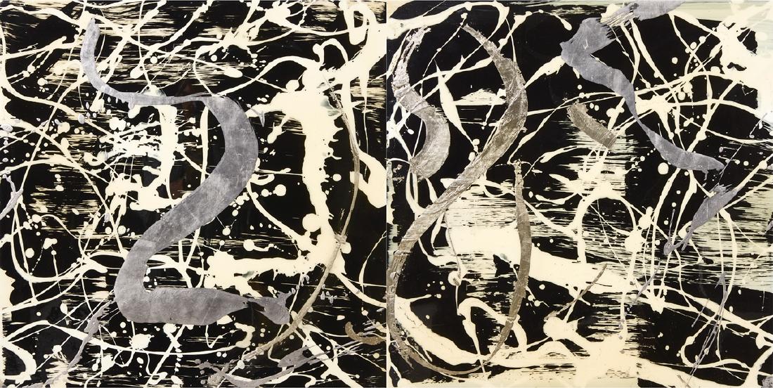 Max Gimblett: Max Gimblett The No-Self mixed media on board, diptych title inscribed, signed and dated 2008/09 verso 610 x 1220mm: overall