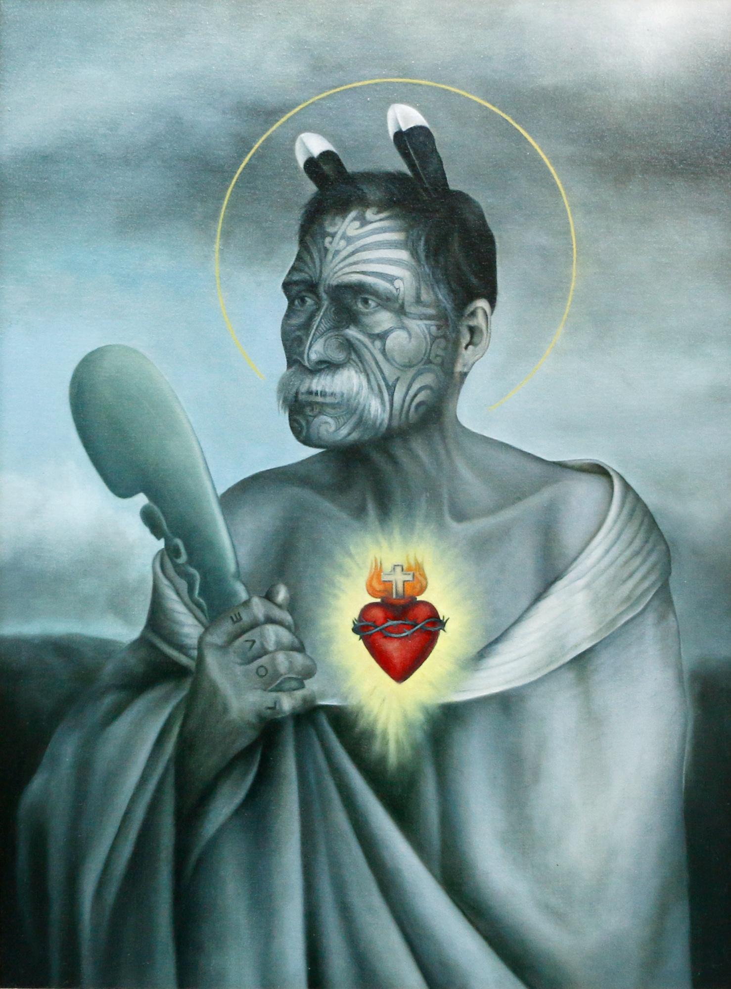 Heather Straka: Heather Straka Love oil on board title inscribed, signed and dated 2004 verso 526 x 388mm Exhibited: 'Heather Straka - The First Fleet', Milford Galleries, Dunedin, 28 August - 16 September 2004. Prov