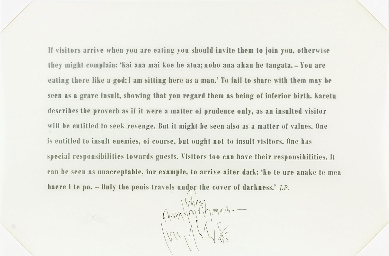 Joseph Kosuth: Joseph Kosuth Untitled screenprint, 5/75 signed 315 x 480mm