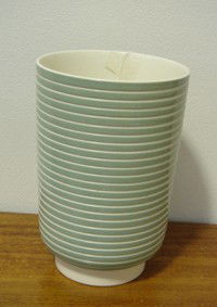 Keith Murray for Wedgwood two tone slip vase: Celadon glaze, H.190mm