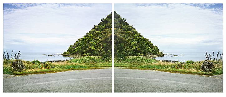 Ann Shelton: Settlement, Jackson’s Bay type C print, edition of 5, diptych (2007) 560 x 750mm: each 560 x 1500mm: overall