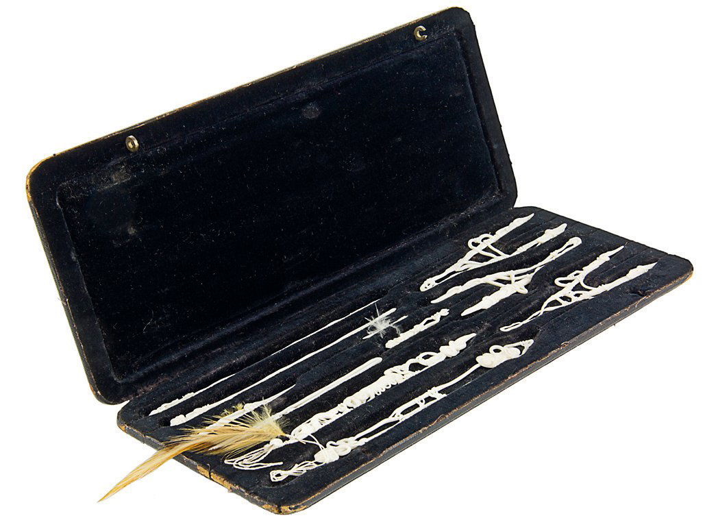 Francis Upritchard: Compass Set mixed media signed and dated 2004 195 x 250 x 10mm