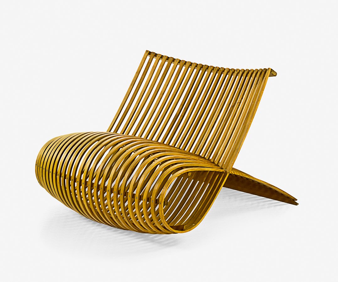 Marc Newson for Cappellini: ‘Wooden chair’, constructed from natural beech heartwood. W. 400 x D. 320 x H. 280mm