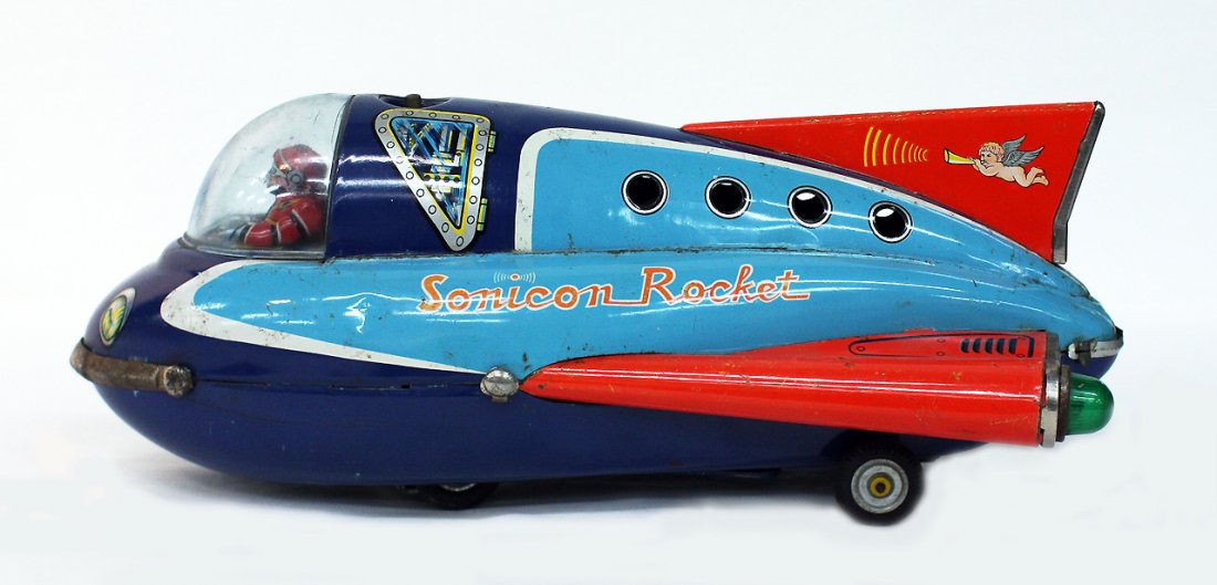 Sonicon Rocket: Masudaya brand (Japan), battery operated toy in fair condition, l. 350mm Provenance: Maryanne Wealleans Collection