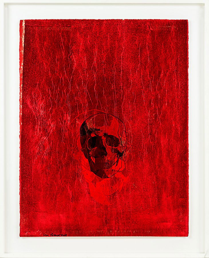 Max Gimblett: Red Field unique screenprint with foil on archival paper signed and dated 2008; title inscribed, signed and dated 2008 on artist’s original label verso 760 x 565mm