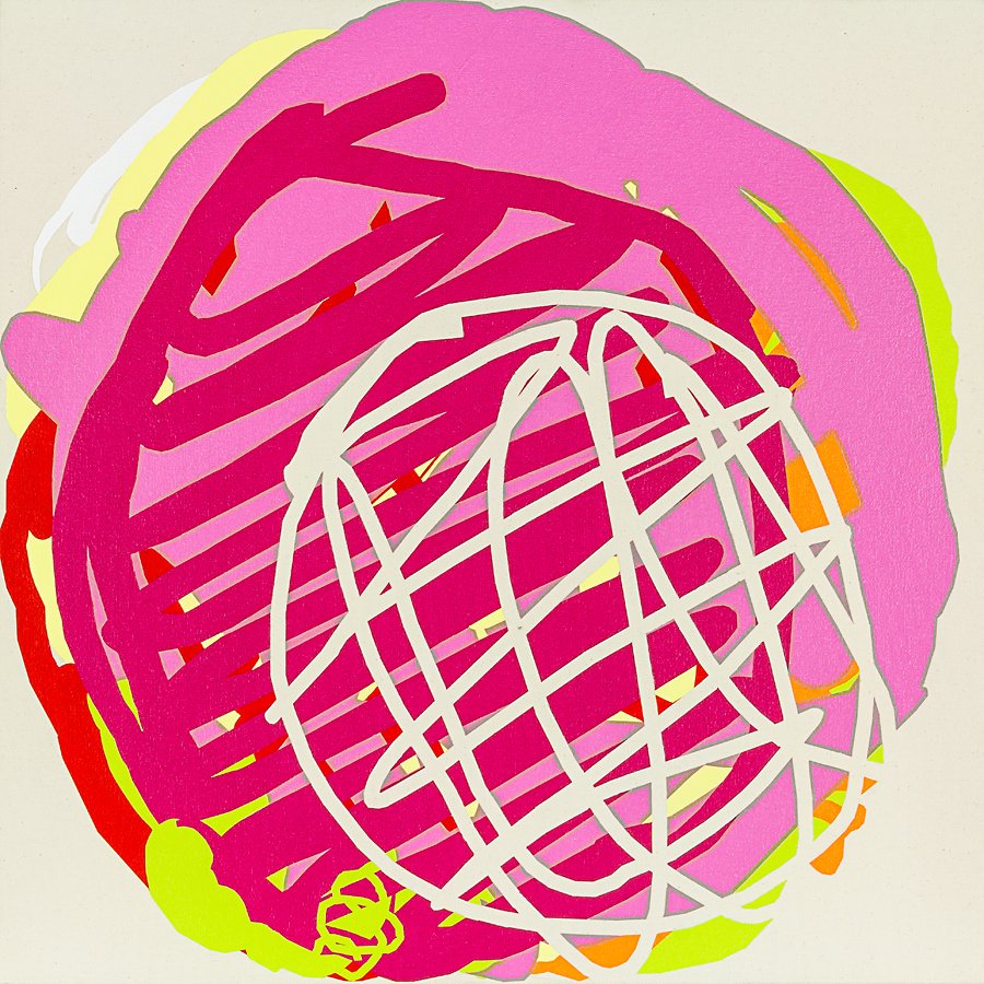 Andre Hemer: Love is what's happening to us now acrylic on canvas title inscribed, signed and dated '07 verso 600 x 600mm Provenance: Purchased from Vavasour Godkin Gallery in May 2007.